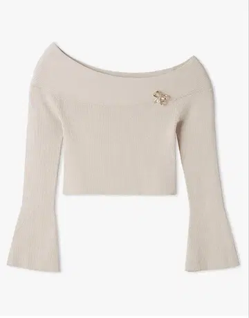 베이지 오프숄더 니트