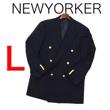 H3535 뉴요커 다크 네이비 금장 버튼 더블 블레이저
