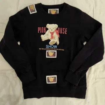 PINK HOUSE 테디베어 패치워크 긴팔 맨투맨 트레이닝복
