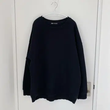 ZARA 면 혼방 오버 사이즈 맨투맨 블랙