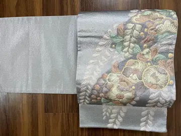 [ 61 후쿠로 오비 츠지 가 꽃 니시진 비단 순수 실크 금사 은사 중고