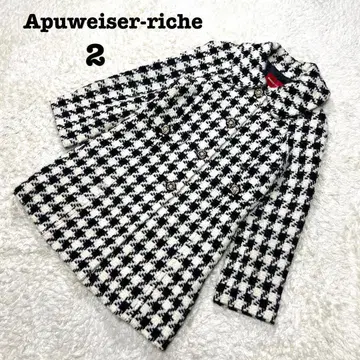 아푸와이저 리셰 하운드투스 패턴 롱 코트 꽃 버튼 깔끔한 모노톤 M