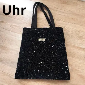 Uhr 스팽글 블랙 토트백 블랙