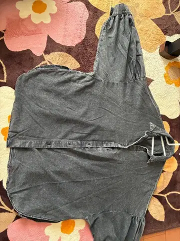 그레이 벌룬 슬리브 롱 셔츠