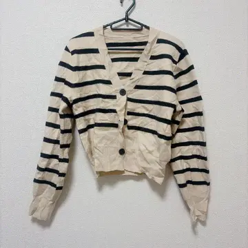 베이지 블랙 스트라이프 가디건 [ M ]