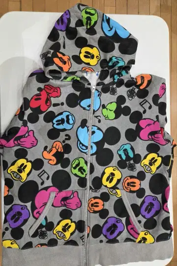 디즈니 리조트 미키마우스 컬러풀 후드 부착 후드티 LL 사이즈