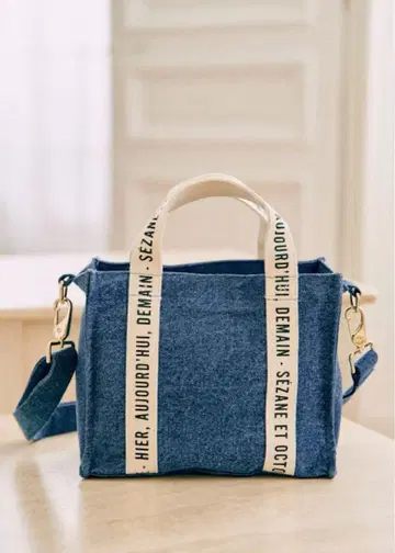 SEZANE 데님 블루 토트백