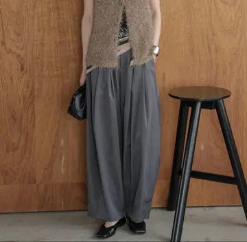 La-gemme 그레이 와이드 팬츠 L