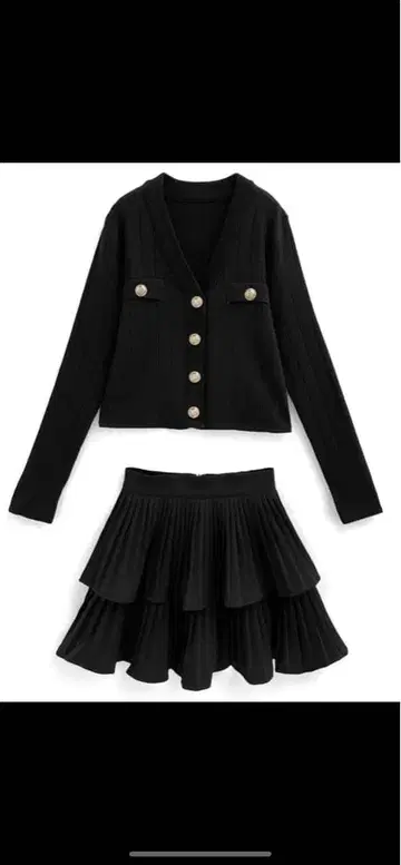 GRL 가디건 x 티어드 미니 스커트 셋업[ks035]