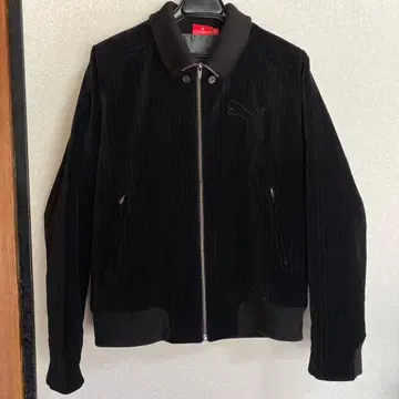 PUMA 벨로아 블루종 M 자켓 스트라이프 집업 로고 자수