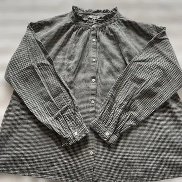 깨끗한 studioCLIP 깅엄 체크 패턴 프릴 긴팔 셔츠 M
