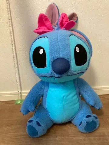 스티치 봉제 인형 핑크 리본 포함