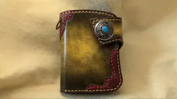 라이더스 하프 지갑 대용량 소가죽 무라염색 마감 핸드메이드