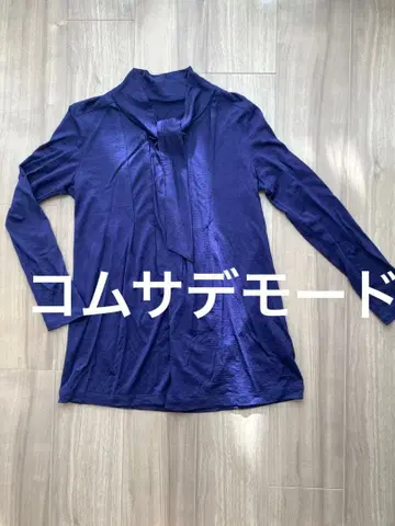 꼼사데모드 네이비 보타이 블라우스 모 100%