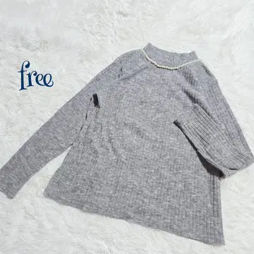 [ 빈티지 ] 리브 펄 넥 하이넥 니트 스웨터 free 고급