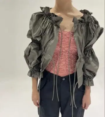 edit.for lulu 타프타 개더 슬리브 블라우스