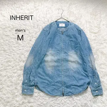 [ 인헤릿 ] 노카라 데님 셔츠 지퍼 자켓 [ M ] 캐주얼