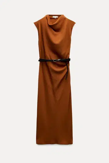 ZARA 슬리브리스 브라운 원피스 다크 오렌지 XS