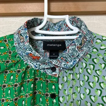 melange 패턴 절개 긴팔 셔츠 M