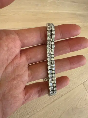 큐빅 지르코니아 스테인리스 테니스 팔찌 17cm 2개 세트