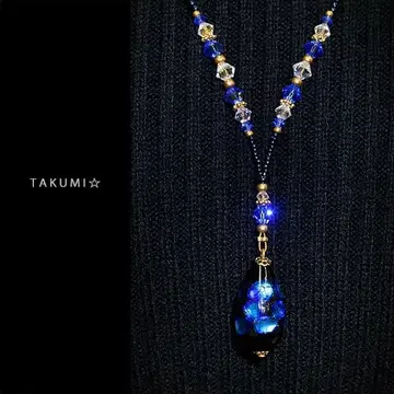목걸이 반딧불이 유리 아름다운 블루와 골드 스와로브스키 크리스탈