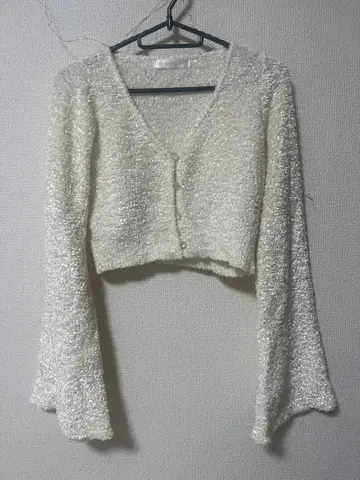 릴리안 캐럿 라메 샤기 니트 숏 기장