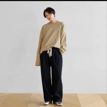 허리 개더 Canvas 턱 팬츠