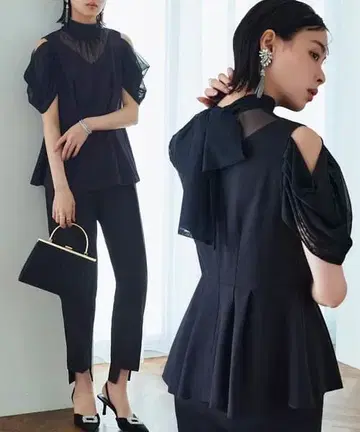 오픈 숄더 상의 & 팬츠 드레스 셋업