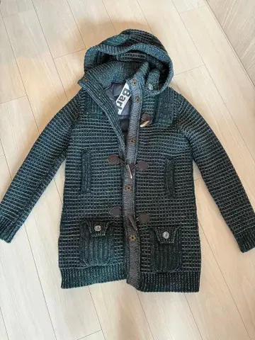 Bark 다크 그린 후드 부착 더플 코트