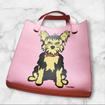 마크 테트로 강아지 패턴 디자인 핑크 핸드백 어깨끈 포함