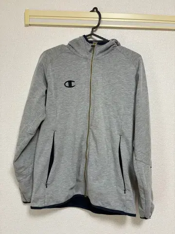 Champion 그레이 풀 집업 후드티 L 골프 트레이닝