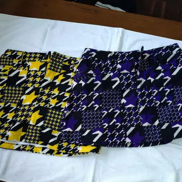 Jack Bunny 스커트 블랙/보라색/노랑 별 패턴 2개 세트 2사이즈