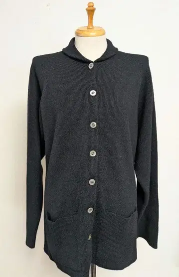 맥피 숄카라 리브 니트 가디건 울 100% 루즈한 사이즈