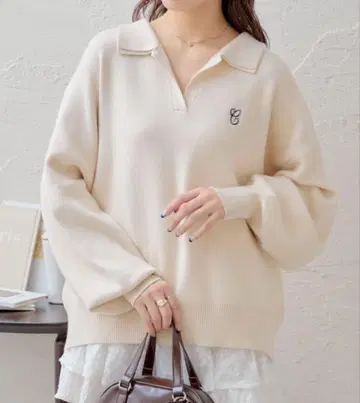 chico 치코 더블 컬러 스키퍼 니트 아이보리