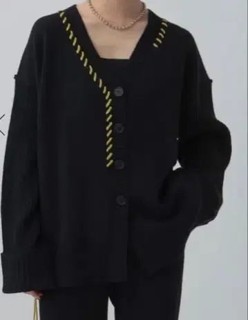 LEPSIM 5 게이지 핸드스티치 V 가디건