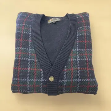 DAKS 네이비 체크 무늬 가디건 M