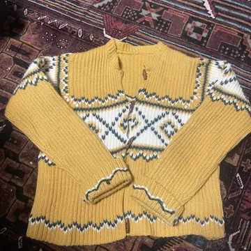 빈티지 카우친 니트 가디건 노르딕