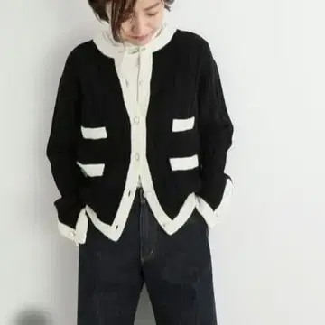 이에나 노카라 파이핑 자켓 가디건