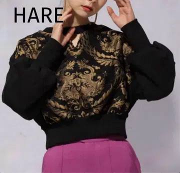 새상품급 HARE 2WAY 고블랑 절개 풀오버 블랙 x 브라운 F