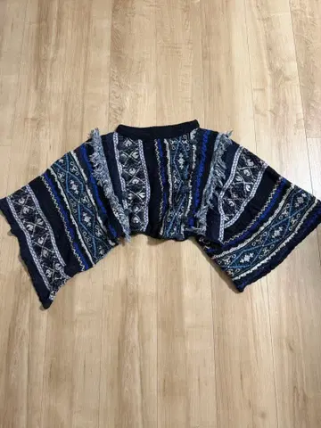 45R 보헤미안 믹스 니트 판초 인디고