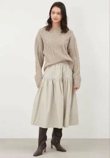 Mila Owen 케이블 니트 캉캉 스커트 코디 SET