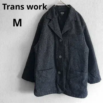 새상품급 트랜스워크 M 그레이 트위드 충전솜 코트 체스터 코트 미들