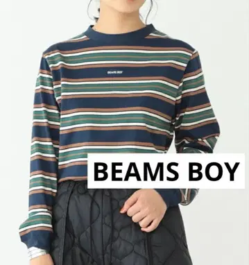 BEAMS BOY 자수 보더 롱 슬리브 T셔츠