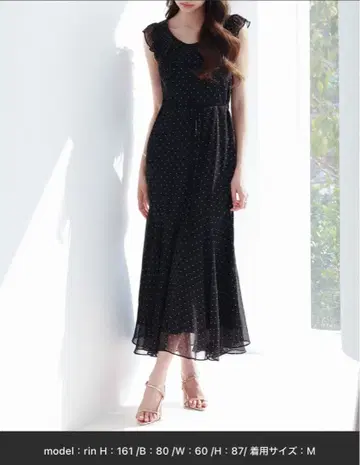 Saison De Papillon 도트 쉬폰 롱 기장 원피스