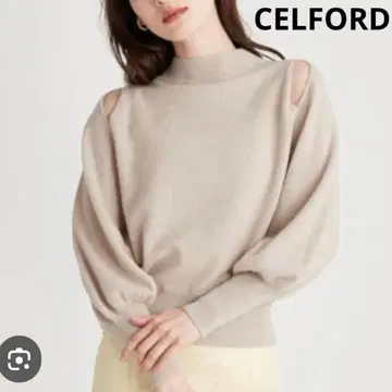 CELFORD 어깨 슬릿 캐시미어 니트 풀오버 볼륨 슬리브