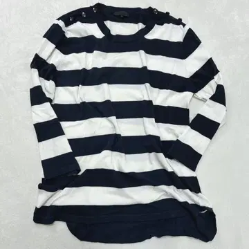 iCB 아이씨비 버튼 디자인 니트 보더 스트라이프 스웨터 L