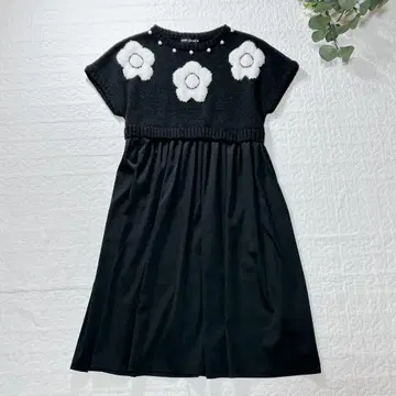 새상품급 마리콴트 니트 원피스 펄 절개 울 데이지