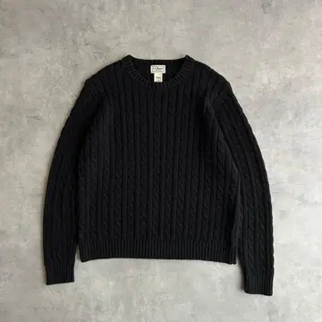 L.L.Bean/코튼 니트/케이블 짜임/입체 짜임/블랙/L 사이즈