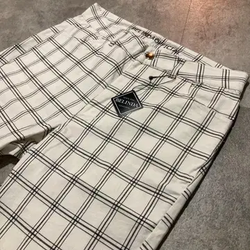 [ BELINDA ] 베린다 화이트 체크 슬랙스 신 실루엣 팬츠