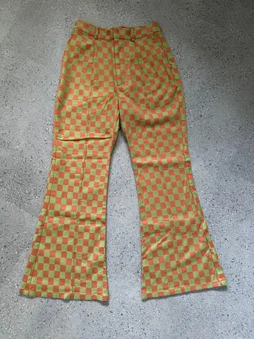 Ray BEAMS 체크 무늬 플레어 팬츠